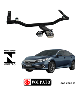 ENGATE HONDA CIVIC 2017 ACIMA VOLPATO + BOLA CROMADA +TOMADA CROMADA + CAPA INOX