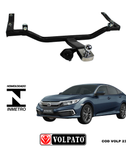 ENGATE HONDA CIVIC 2017 ACIMA VOLPATO BOLA CROMADA +TOMADA PRETA ORIGINAL