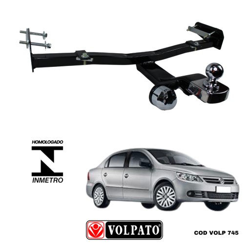 ENGATE VOLKSWAGEN VOYAGE 2009 ACIMA FIXO VOLPATO + BOLA CROMADA + TOMADA CROMADA + CAPA INOX