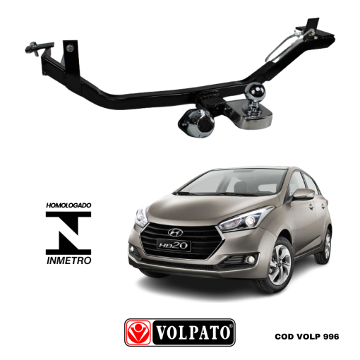 ENGATE HYUNDAI HB20 HATCH X ATE 2017/NORMAL TB ATE 2019 VOLPATO+ BOLA CROMADA+TOMADA CROMADA+CAPA INOX