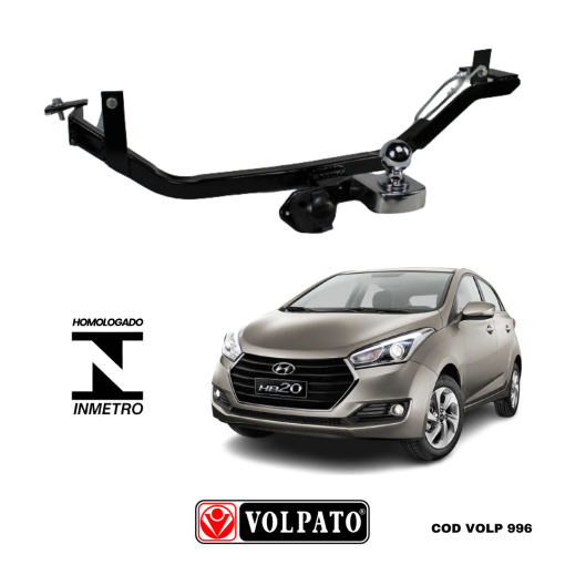 ENGATE HYUNDAI HB20 HATCH X ATE 2017/NORMAL TB ATE 2019 VOLPATO + BOLA CROMADA+TOMADA PRETA +CAPA INOX