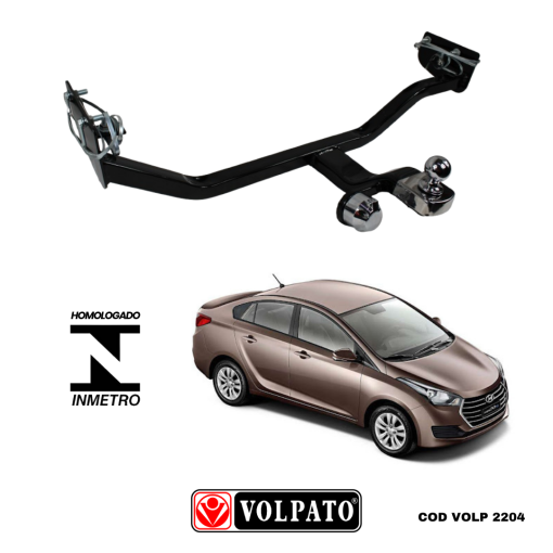 ENGATE HYUNDAI HB20 SEDAN 2017 ATE 2019 VOLPATO + BOLA INOX+TOMADA CROMADA+CAPA INOX