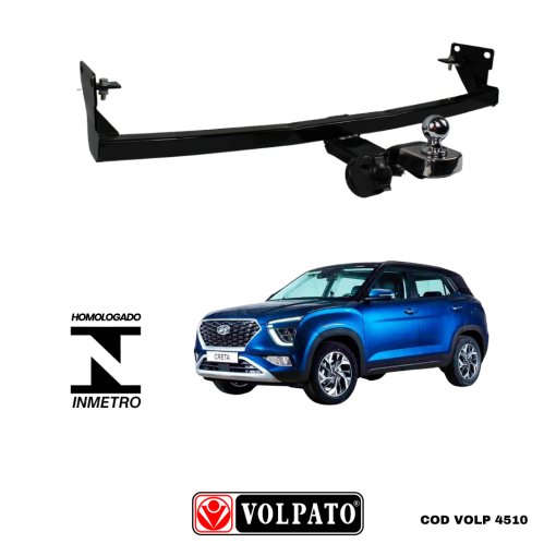 ENGATE HYUNDAI CRETA 2022 ACIMA EXCETO NLINE FIXO VOLPATO+ BOLA CROMADA+TOMADA PRETA+CAPA INOX