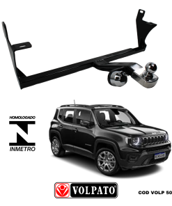 ENGATE JEEP RENEGADE FIXO VOLPATO + BOLA CROMADA+TOMADA CROMADA+ CAPA INOX