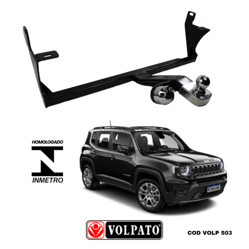 ENGATE JEEP RENEGADE FIXO VOLPATO + BOLA CROMADA+TOMADA CROMADA+ CAPA INOX