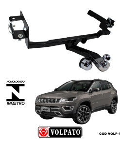 ENGATE JEEP COMPASS 2021 FLEX/DIESEL /T270 FLEX ACIMA 2022 FIXO VOLPATO + BOLA CROMADA+TOMADA CROMADA+CAPA INOX