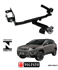 ENGATE JEEP COMPASS 2021 FLEX/DIESEL /T270 FLEX ACIMA 2022 FIXO VOLPATO+BOLA CROMADA+TOMADA PRETA+CAPA INOX