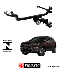 ENGATE JEEP COMPASS ATE 2020 REMOVIVEL VOLPATO + BOLA CROMADA+TOMADA CROMADA