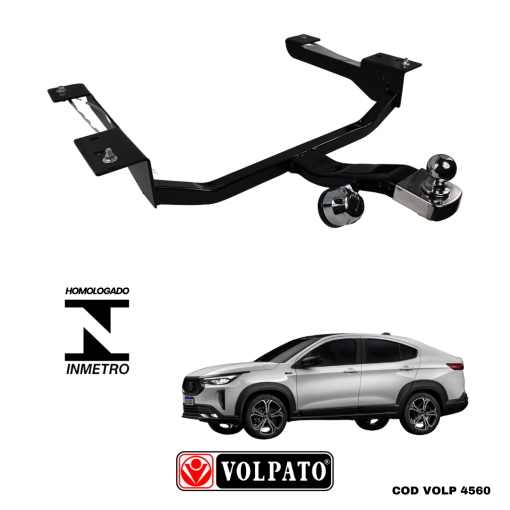 ENGATE FIAT FASTBACK T200-T270 ACIMA FIXO + BOLA CROMADA + TOMADA CROMADA + CAPA INOX