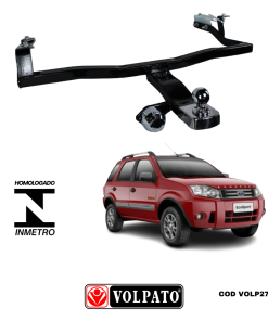 ENGATE FORD ECOSPORT ATE 2012 + BOLA CROMADA + TOMADA CROMADA + CAPA INOX