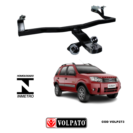 ENGATE FORD ECOSPORT ATE 2012 + BOLA CROMADA + TOMADA CROMADA + CAPA INOX