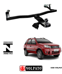 ENGATE FORD ECOSPORT ATE 2012 + BOLA INOX + TOMADA ORIGINAL + CAPA INOX