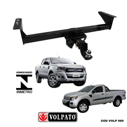 ENGATE FORD RANGER XLS 2013 ACIMA REMOVIVEL VOLPATO + BOLA CROMADA + TOMADA ORIGINAL