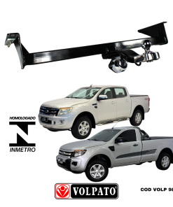 ENGATE FORD RANGER XLS 2013 ACIMA VOLPATO + BOLA INOX + TOMADA CROMADA + CAPA INOX