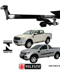 ENGATE FORD RANGER XLS 2013 ACIMA VOLPATO + BOLA INOX + TOMADA ORIGINAL + CAPA INOX