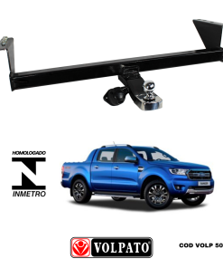 ENGATE FORD RANGER DIESEL 2022 ACIMA FIXO VOLPATO + BOLA CROMADA + TOMADA ORIGINAL + CAPA INOX