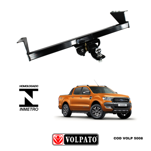 ENGATE FORD RANGER DIESEL 2022 ACIMA REMOVIVEL VOLPATO + BOLA CROMADA + TOMADA ORIGINAL