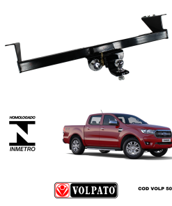 ENGATE FORD RANGER DIESEL 2022 ACIMA REMOVIVEL VOLPATO + BOLA INOX + TOMADA CROMADA