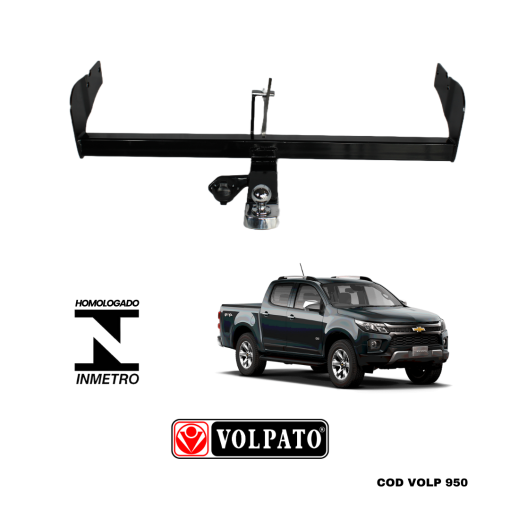 ENGATE GM-CHEVROLET S10 2012 ACIMA FIXO VOLPATO + BOLA CROMADA + TOMADA ORIGINAL + CAPA INOX