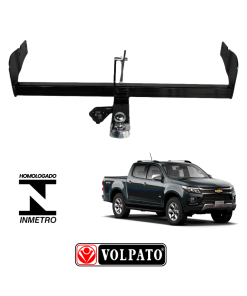 ENGATE GM-CHEVROLET S10 2012 ACIMA FIXO VOLPATO + BOLA INOX + TOMADA ORIGINAL + CAPA INOX