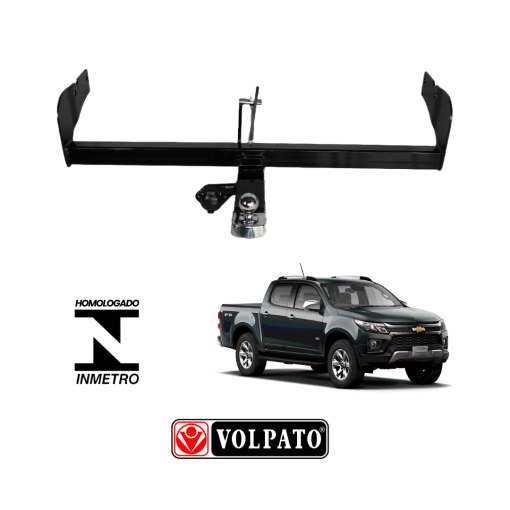 ENGATE GM-CHEVROLET S10 2012 ACIMA FIXO VOLPATO + BOLA INOX + TOMADA ORIGINAL + CAPA INOX