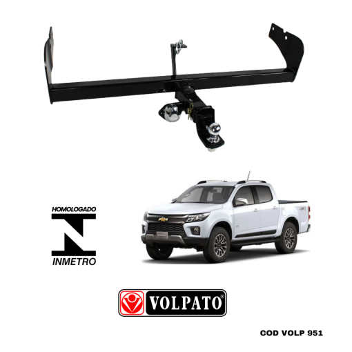 ENGATE GM-CHEVROLET S10 2012 ACIMA REMOVÍVEL VOLPATO + BOLA CROMADA + TOMADA CROMADA