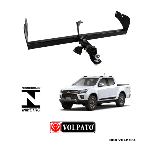 ENGATE GM-CHEVROLET S10 2012 ACIMA REMOVÍVEL VOLPATO + BOLA CROMADA + TOMADA ORIGINAL