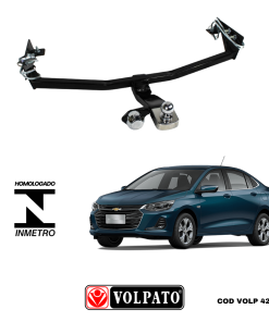 ENGATE GM-CHEVROLET ONIX SEDAN 2020 ACIMA FIXO VOLPATO + BOLA CROMADA + TOMADA CROMADA + CAPA INOX