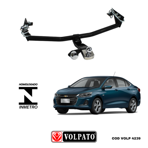 ENGATE GM-CHEVROLET ONIX SEDAN 2020 ACIMA FIXO VOLPATO + BOLA CROMADA + TOMADA CROMADA + CAPA INOX