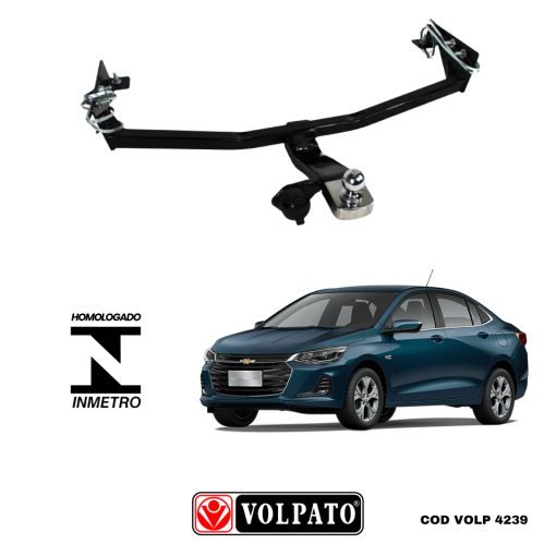 ENGATE GM-CHEVROLET ONIX SEDAN 2020 ACIMA FIXO VOLPATO + BOLA CROMADA + TOMADA ORIGINAL + CAPA INOX