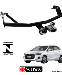 ENGATE GM-CHEVROLET ONIX HATCH 2020 ACIMA FIXO VOLPATO + BOLA CROMADA + TOMADA CROMADA + CAPA INOX