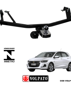 ENGATE GM-CHEVROLET ONIX HATCH 2020 ACIMA FIXO VOLPATO + BOLA CROMADA + TOMADA ORIGINAL + CAPA INOX