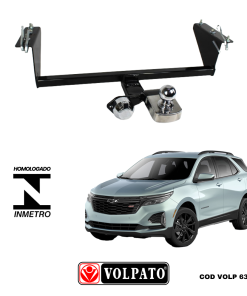 ENGATE GM-CHEVROLET EQUINOX 2022 ACIMA FIXO VOLPATO + BOLA CROMADA + TOMADA CROMADA + CAPA INOX