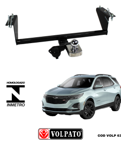 ENGATE GM-CHEVROLET EQUINOX 2022 ACIMA FIXO VOLPATO + BOLA CROMADA + TOMADA ORIGINAL + CAPA INOX