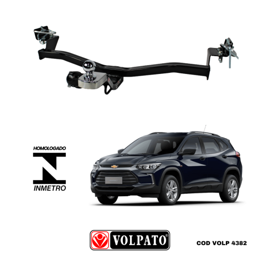 ENGATE GM-CHEVROLET TRACKER 2020 A 2021 FIXO VOLPATO + BOLA INOX + TOMADA ORIGINAL + CAPA INOX