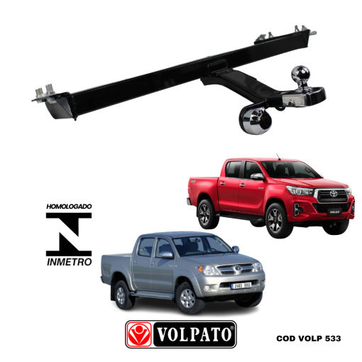 ENGATE TOYOTA HILUX CAMIONETA 2005 ACIMA FIXO VOLPATO+ BOLA CROMADA+TOMADA CROMADA+CAPA INOX