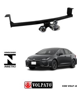 ENGATE TOYOTA COROLLA 2014 ATE 2019 FIXO VOLPATO+ BOLA CROMADA+TOMADA CROMADA+CAPA INOX