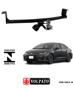 ENGATE TOYOTA COROLLA 2014 ATE 2019 FIXO VOLPATO +BOLA CROMADA+TOMADA ORIGINAL PRETA+ CAPA INOX