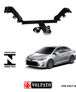 ENGATE TOYOTA COROLLA 2020 ACIMA FIXO VOLPATO + BOLA CROMADA+TOMADA CROMADA+CAPA INOX