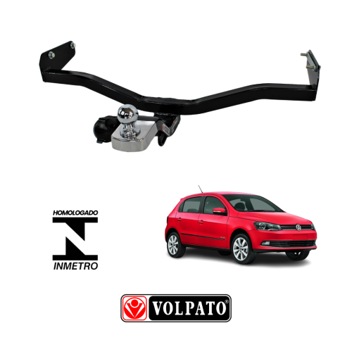 ENGATE VOLKSWAGEN GOL 2009 ACIMA VOLPATO + BOLA INOX + TOMADA ORIGINAL + CAPA INOX