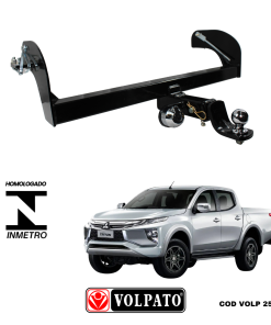 ENGATE MITSUBISHI L200 REMOVIVEL SPORT-HPE-SAVANA ACIMA 2017 VOLPATO + BOLA CROMADA+TOMADA CROMADA