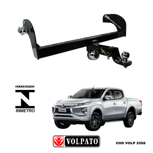 ENGATE MITSUBISHI L200 REMOVIVEL SPORT-HPE-SAVANA ACIMA 2017 VOLPATO + BOLA CROMADA+TOMADA CROMADA