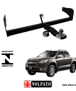 ENGATE GM-CHEVROLET S10 2012 ACIMA FIXO VOLPATO + BOLA CROMADA + TOMADA CROMADA + CAPA INOX