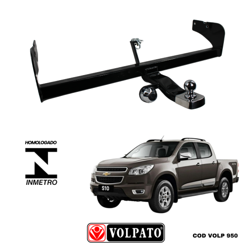 ENGATE GM-CHEVROLET S10 2012 ACIMA FIXO VOLPATO + BOLA CROMADA + TOMADA CROMADA + CAPA INOX