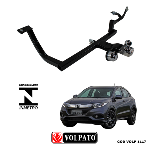 ENGATE HONDA HR-V ATE 2022 FIXO VOLPATO+ BOLA CROMADA + TOMADA CROMADA + CAPA INOX