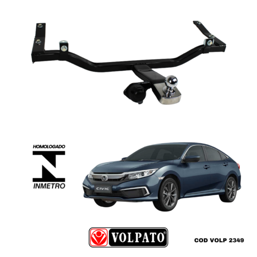 ENGATE HONDA HR-V ATE 2022 FIXO VOLPATO + BOLA CROMADA + TOMADA PRETA+CAPA INOX