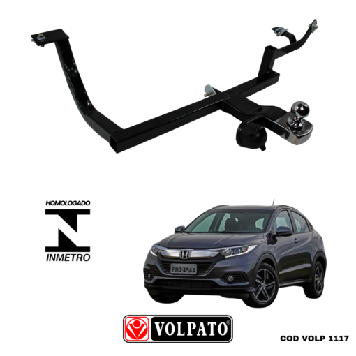 ENGATE HONDA HR-V ATE 2022 FIXO VOLPATO+ BOLA INOX+TOMADA PRETA+ CAPA INOX