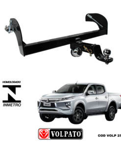 ENGATE MITSUBISHI L200 REMOVIVEL SPORT-HPE-SAVANA ACIMA 2017 VOLPATO +BOLA INOX+TOMADA CROMADA