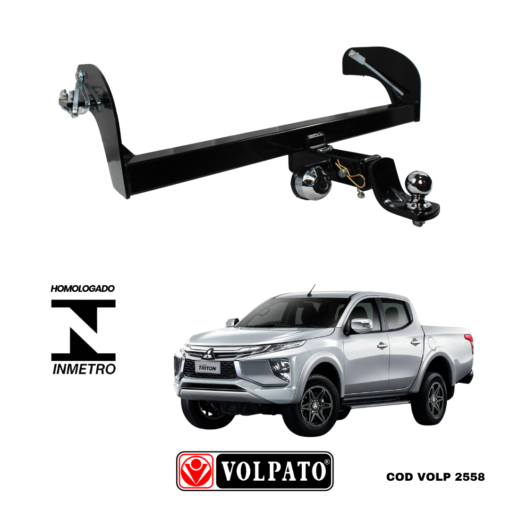 ENGATE MITSUBISHI L200 REMOVIVEL SPORT-HPE-SAVANA ACIMA 2017 VOLPATO +BOLA INOX+TOMADA CROMADA