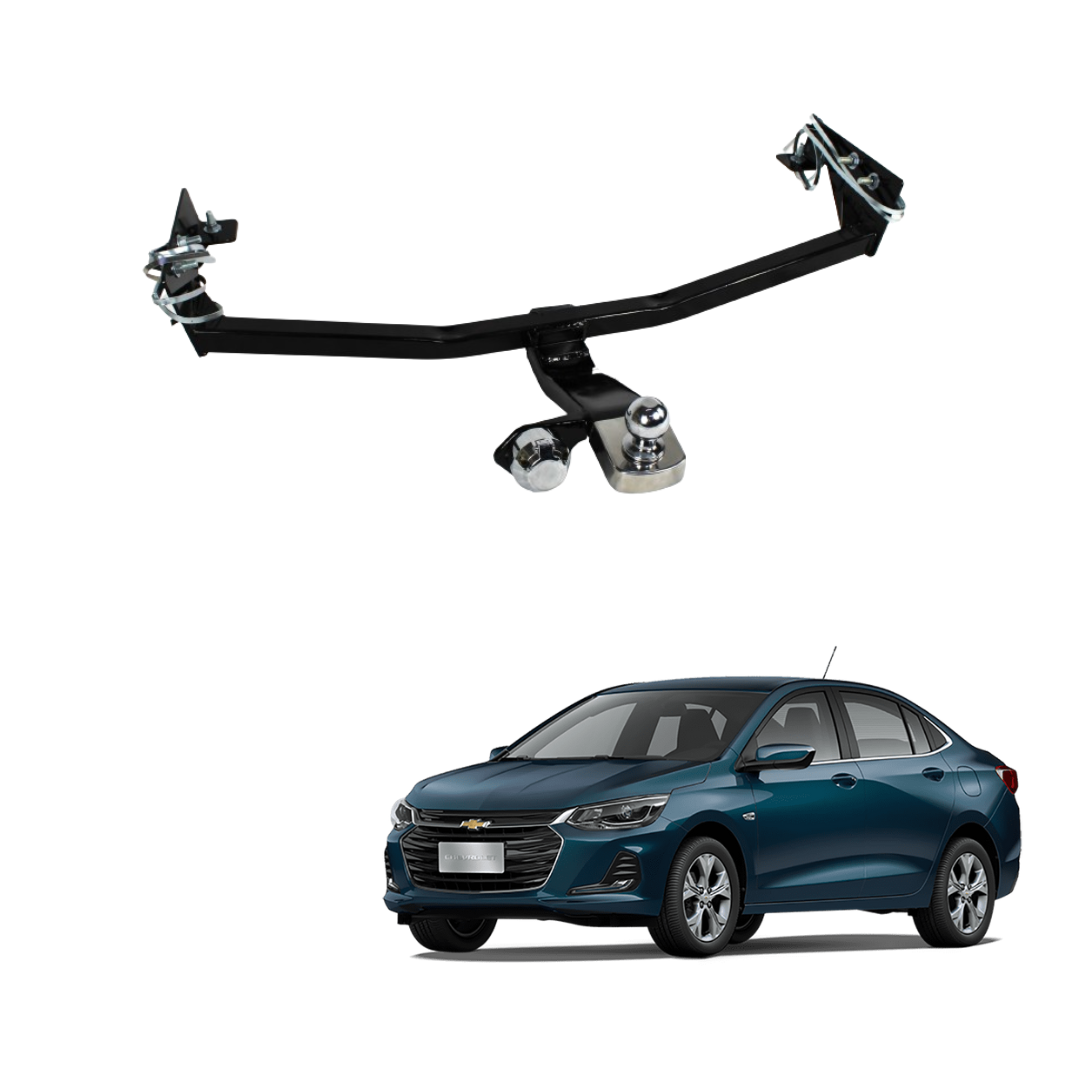 ENGATE GM-CHEVROLET ONIX SEDAN 2020 ACIMA FIXO VOLPATO + BOLA CROMADA + TOMADA CROMADA + CAPA INOX